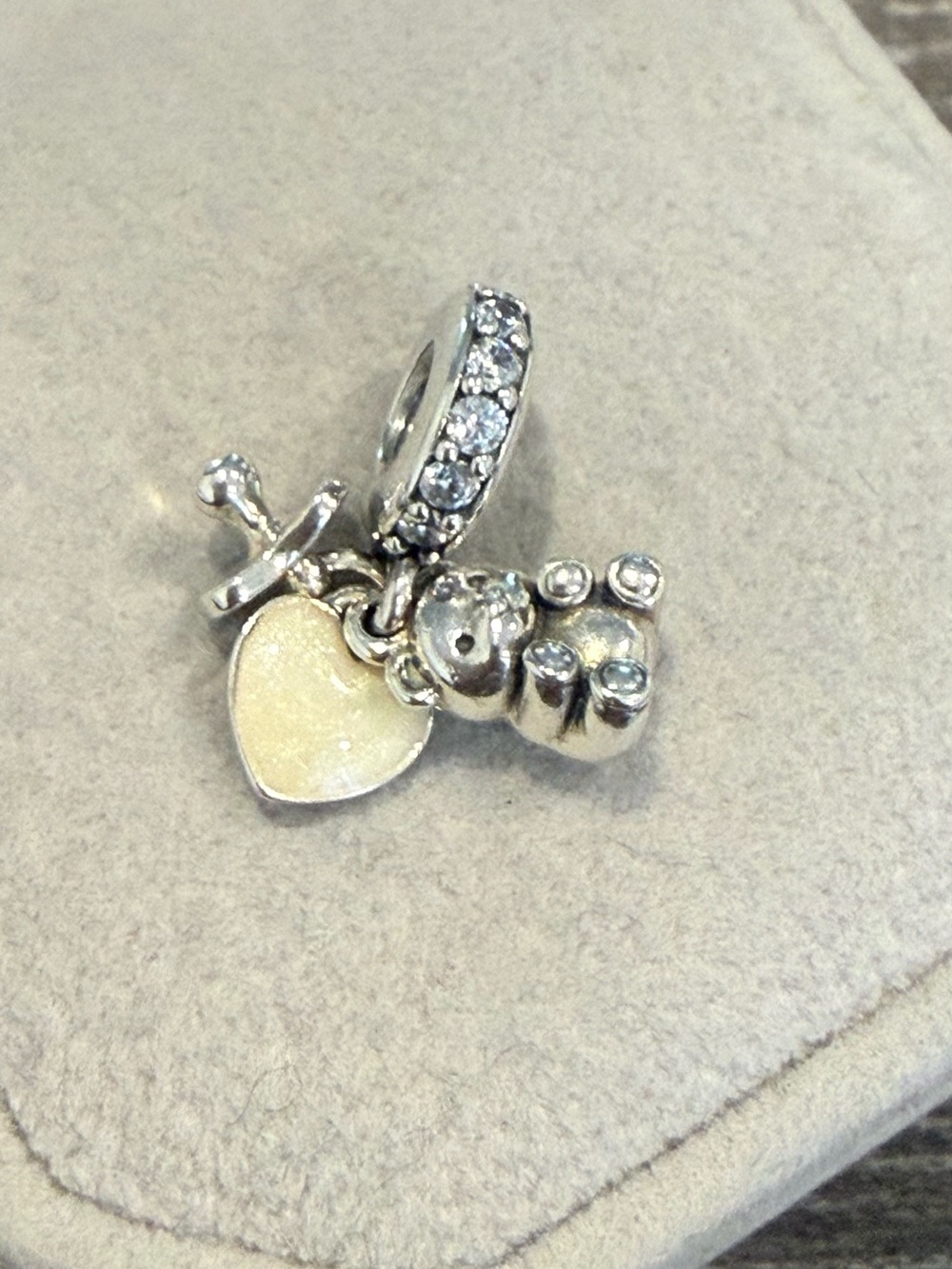 Pandora Baby Teddy Bear dangle, sterling Silver, new